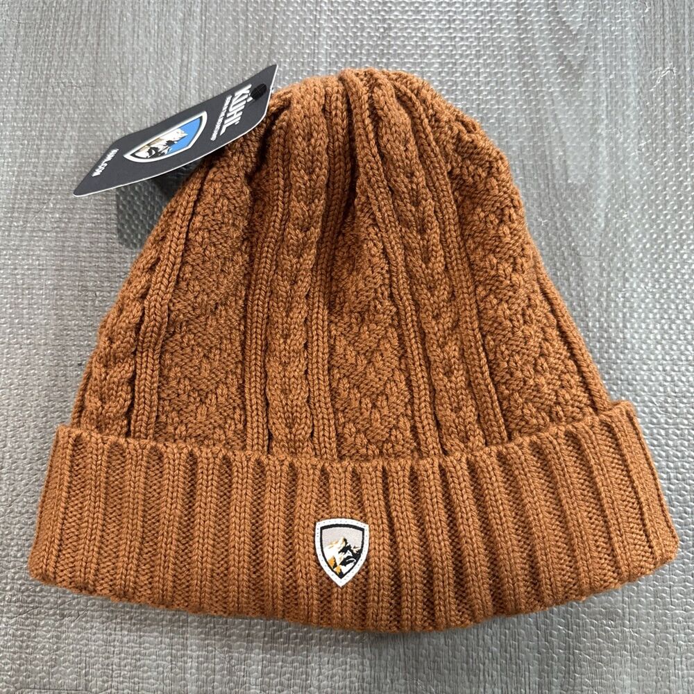 Kuhl Helena Cable Unit Fleece Lined Beanie Mesa Brown Wool Acrylic OS NWT